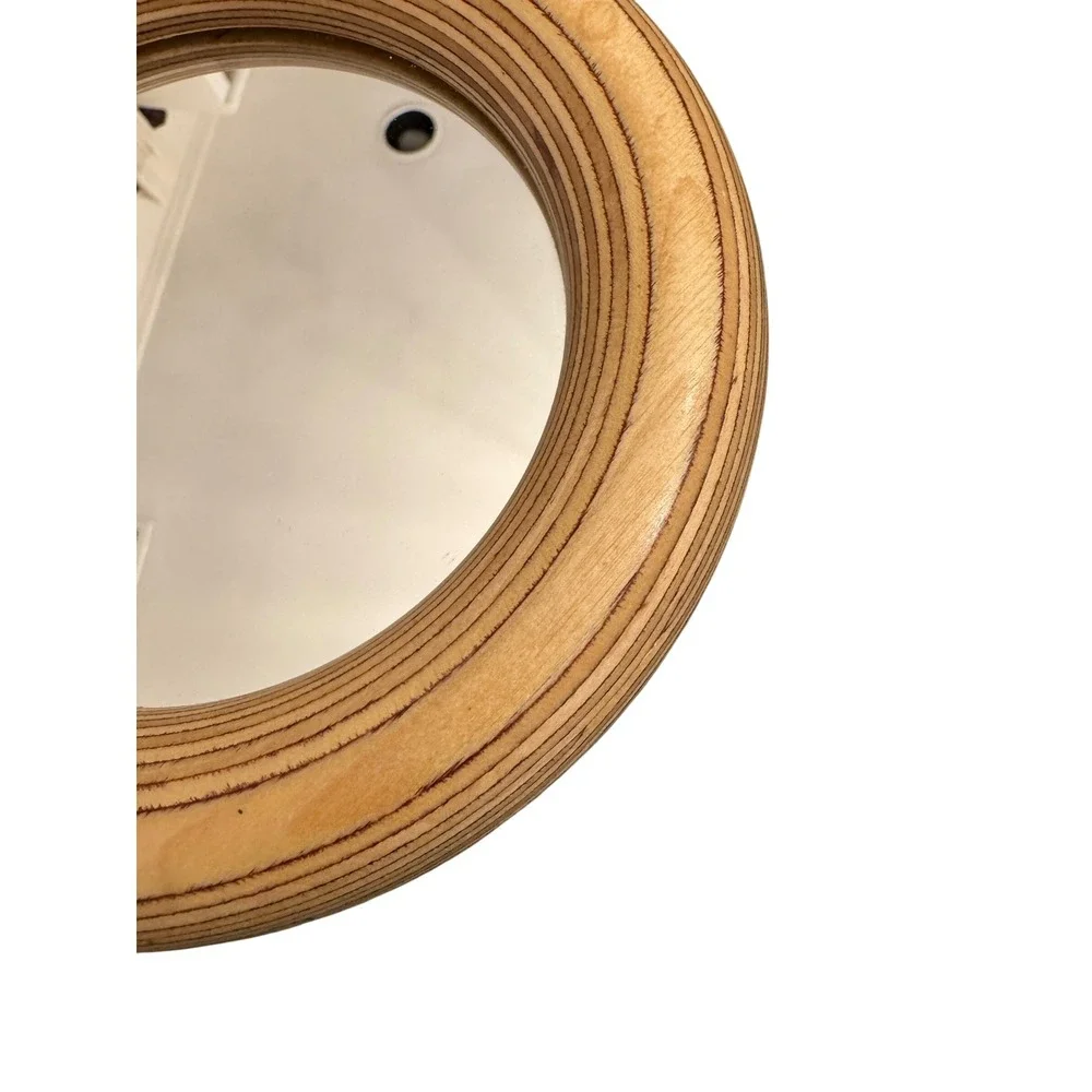 Wally Schwab Vintage Round Wood Mirror Wall Decor Retro Boho Accent